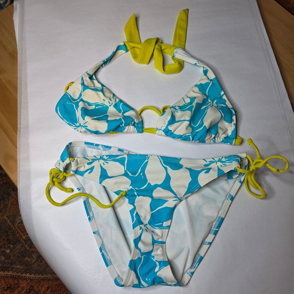 Athleta Other - Athleta Bikini Set Medium Blue Floral Tropical Hibiscus Y2K Coastal Swim Suit